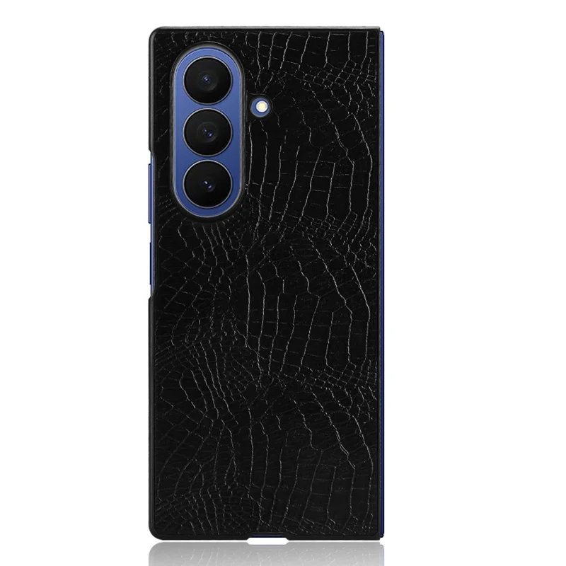 Чехол для Samsung Galaxy Z Fold7 5G с текстурой крокодиловой кожи, жесткий пластиковый чехол - Черный