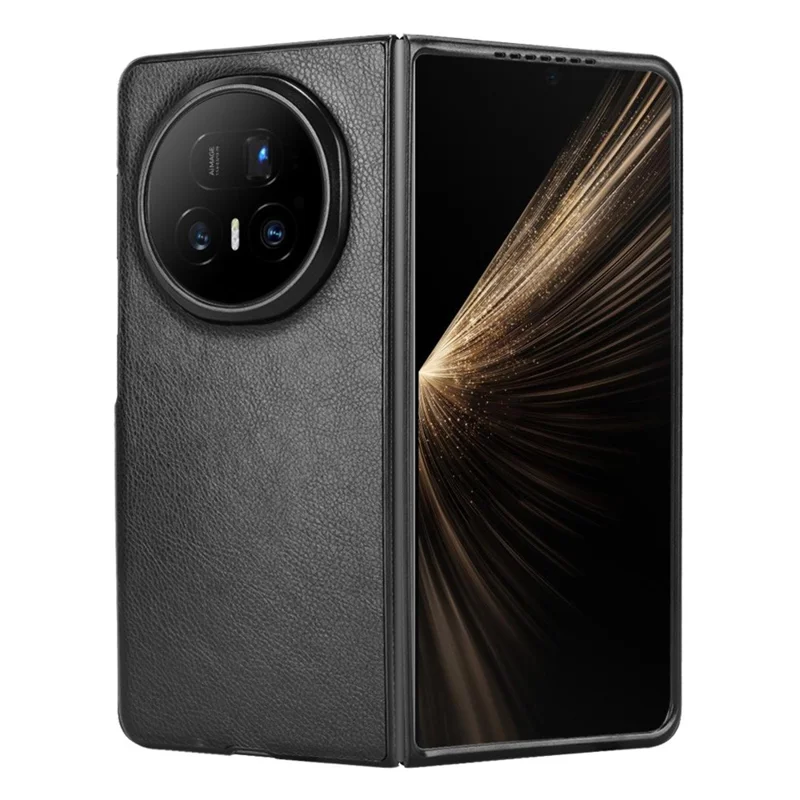 Für Honor Magic V5 5G Hülle Litchi-Textur PU-Leder + PC Handyhülle - Schwarz