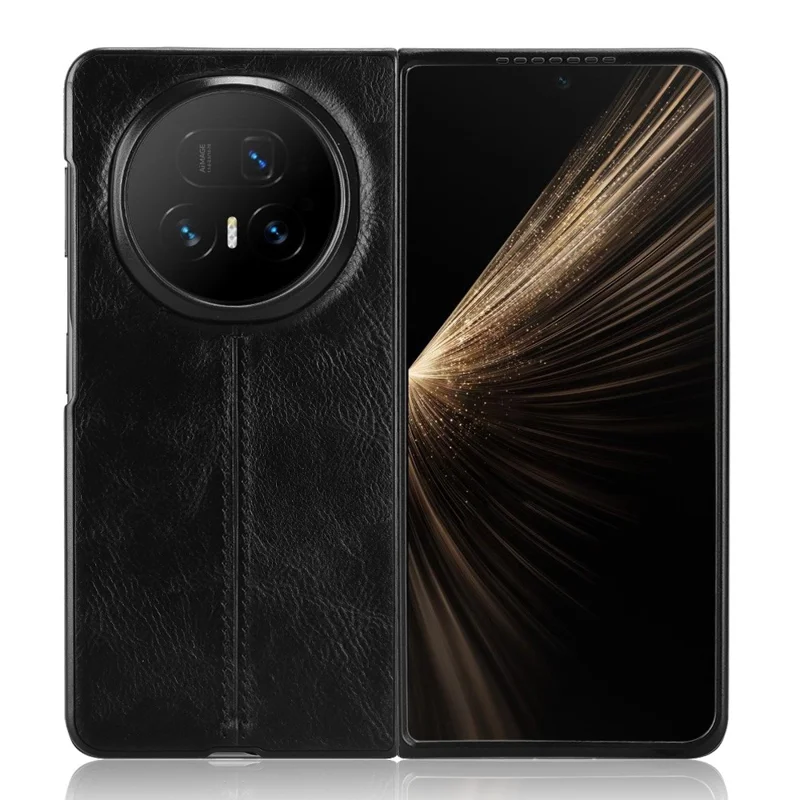 Für Honor Magic V5 5G Hülle mit Ziernähten Kunstleder-Beschichtung PC Handyhülle - Schwarz