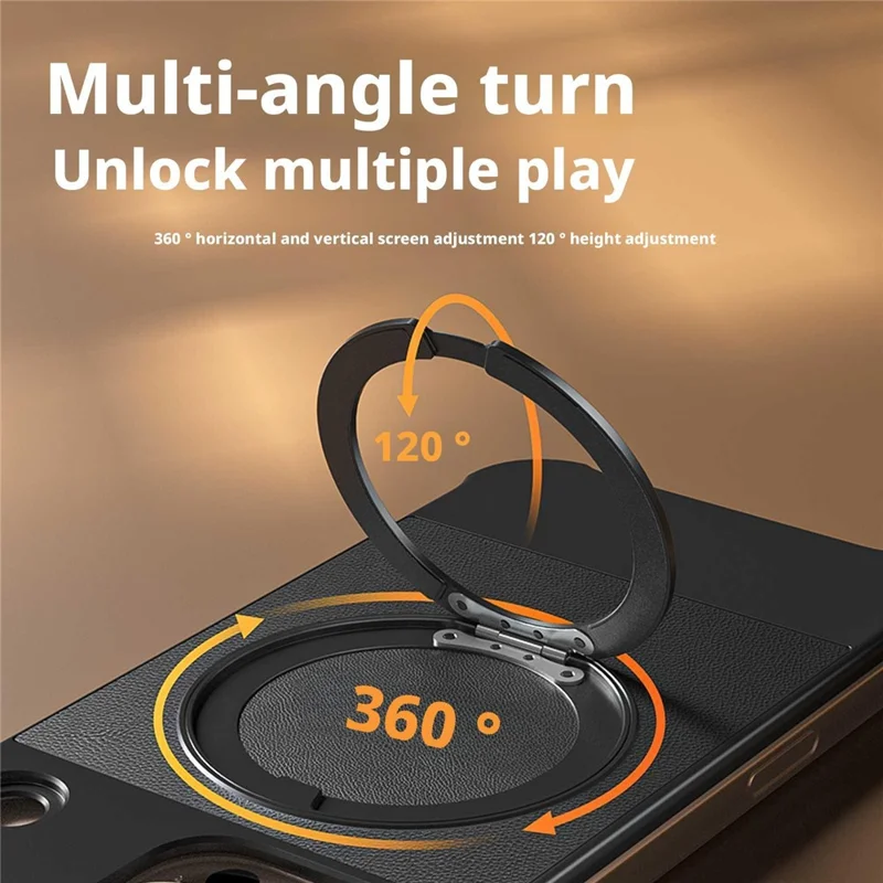 For iPhone 13 Pro Max Magnetic Case with Kickstand Borderless PU + Metal Drop Proof Phone Back Cover - Black