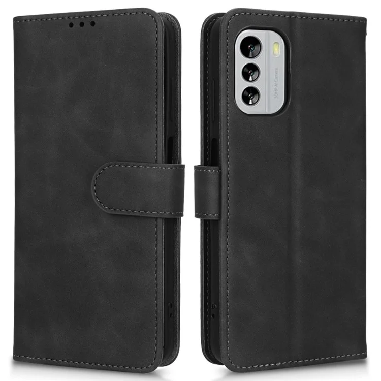 Pour Nokia G60 5G Anti-scratch PU Leather Wallet Phone Case Stand Function Magnetic Closure Flip Phone Cover Shell - Noir