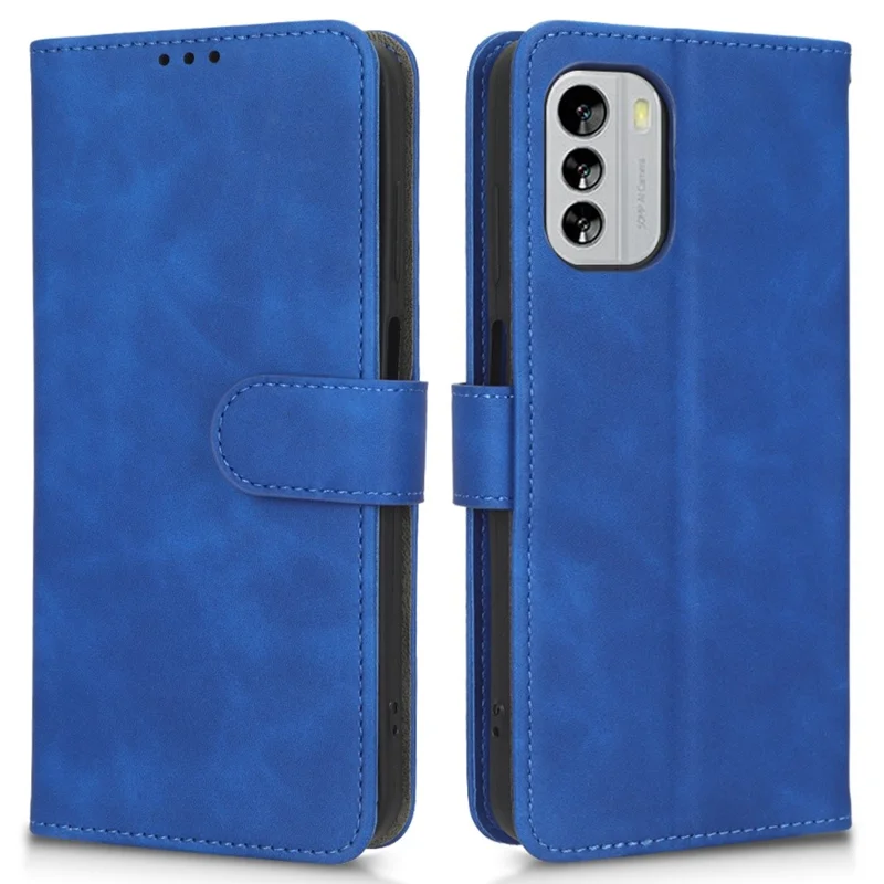 For Nokia G60 5G Anti-scratch PU Leather Wallet Phone Case Stand Function Magnetic Closure Flip Phone Cover Shell - Blue