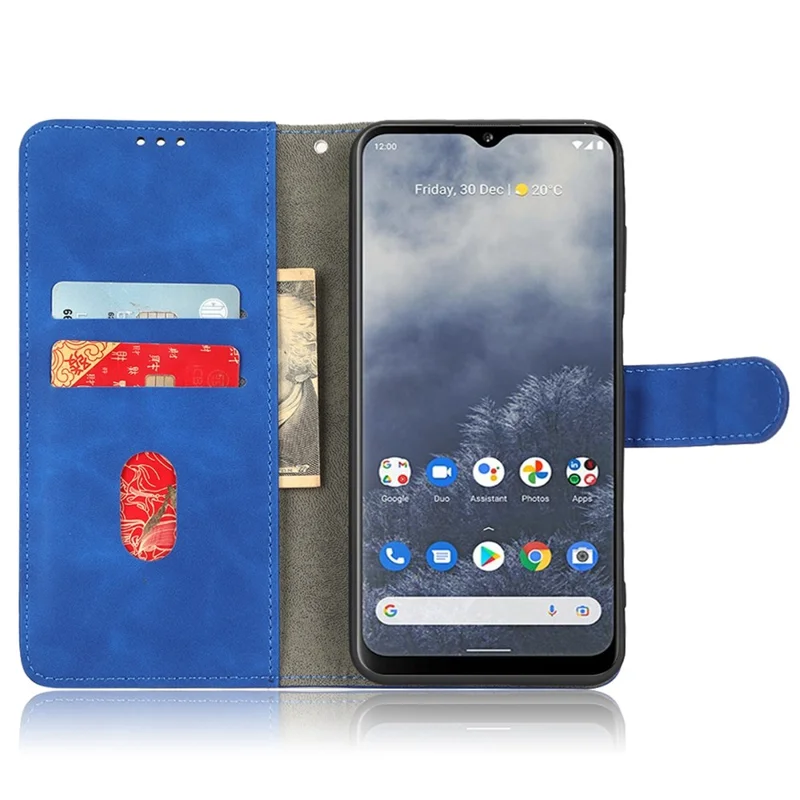 For Nokia G60 5G Anti-scratch PU Leather Wallet Phone Case Stand Function Magnetic Closure Flip Phone Cover Shell - Blue
