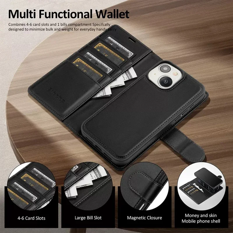 Bulk Purchasing For iPhone 14 Wallet Case Compatible with MagSafe Detachable Leather Flip Phone Cover - Dark Brown