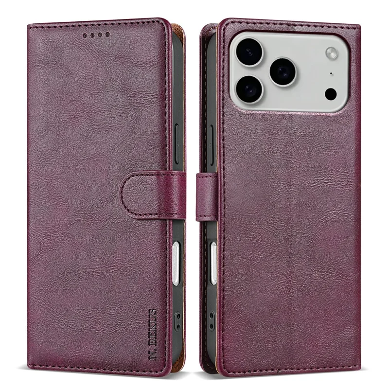 N.BEKUS CSJ-001 For iPhone 17 Pro Stand Case PU Leather Wallet Phone Cover - Wine Red