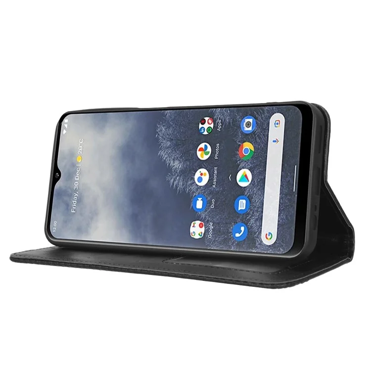 Für Nokia G60 5G Retro Textur Geprägtes Muster PU Leder Hülle Wallet Stand Magnetic Auto-absorbed Telefonabdeckung - Schwarz