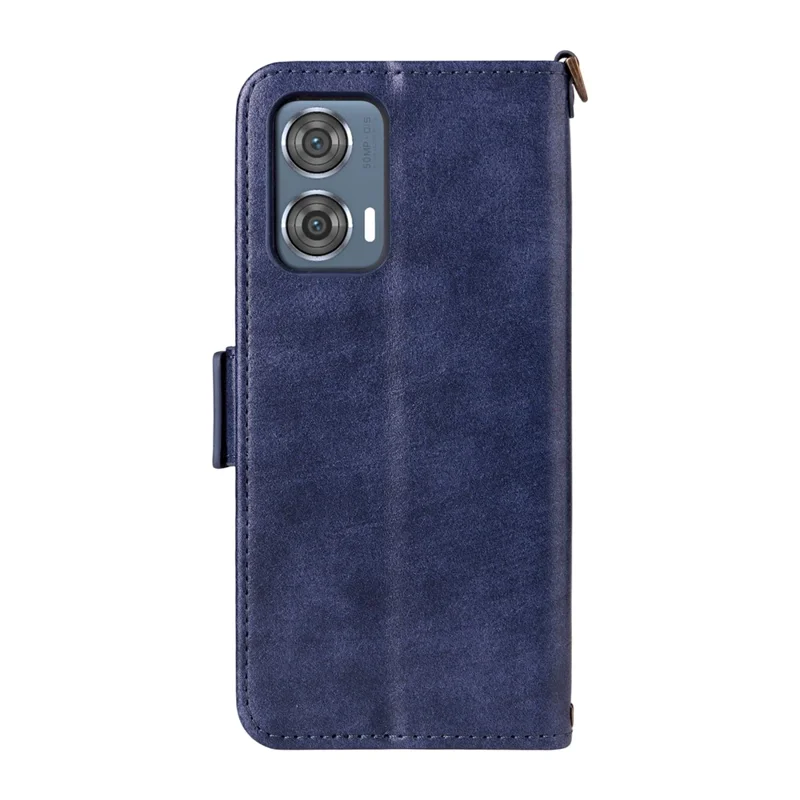 Funda de cuero para Motorola Edge 50 Fusion 5G con cierre magnético, soporte tipo cartera y correa bandolera - Azul