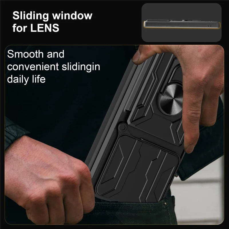 Funda para Xiaomi Poco F7 Pro 5G / Redmi K80 5G con Soporte y Deslizador de Cámara - Negro