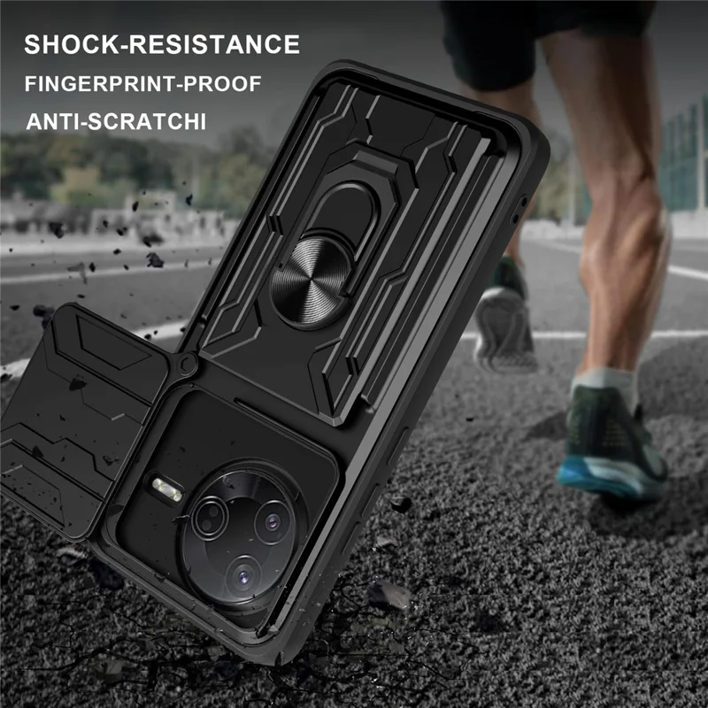 Funda para Xiaomi Poco F7 Pro 5G / Redmi K80 5G con Soporte y Deslizador de Cámara - Negro