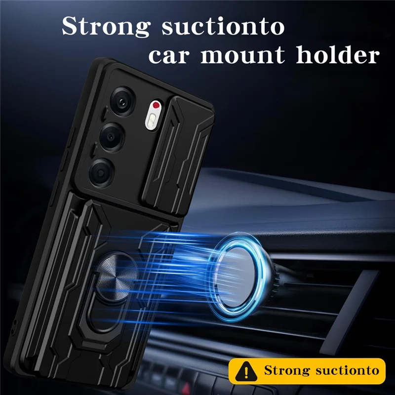 For TECNO Camon 40 Pro 5G Case PC + TPU Kickstand Phone Back Cover with Camera Slider - Black
