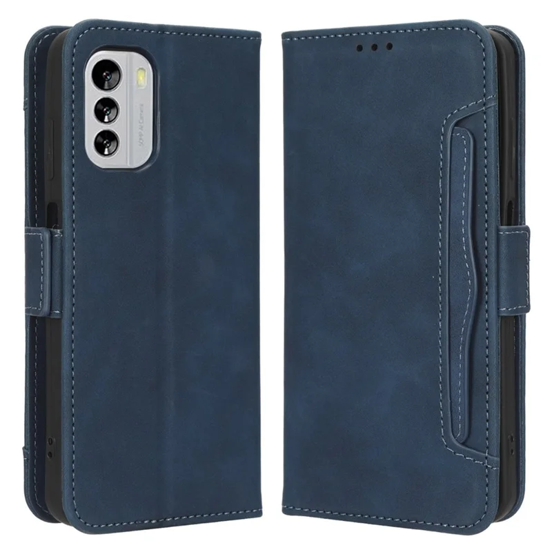 For Nokia G60 5G Multiple Card Slots PU Leather Case Wallet Stand Magnetic Clasp Folio Flip Phone Cover - Blue