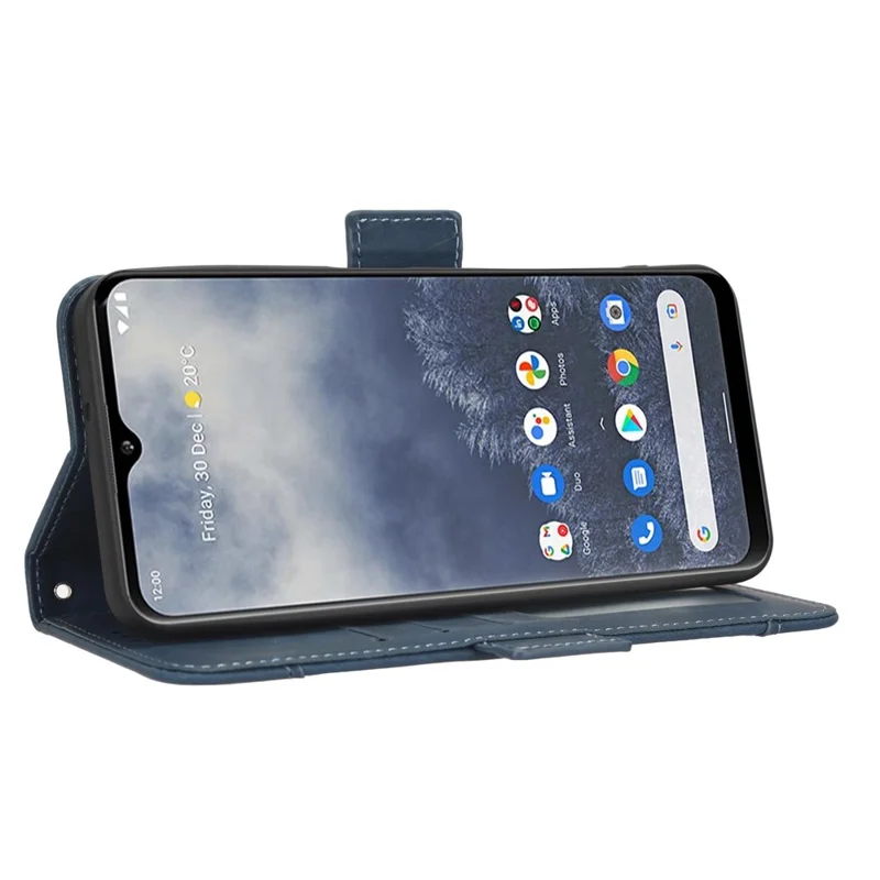 For Nokia G60 5G Multiple Card Slots PU Leather Case Wallet Stand Magnetic Clasp Folio Flip Phone Cover - Blue