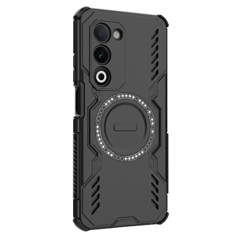 Per Oppo A5 5G Cover Magnetica Farfalla Armor Traforata con Dissipazione del Calore PC + TPU - Nero