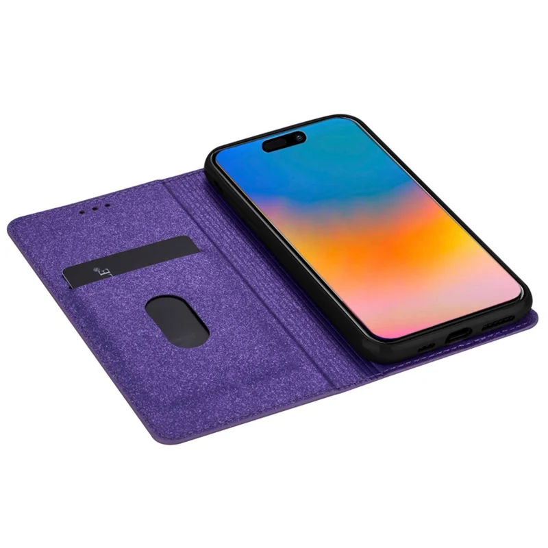 Für iPhone 17 Air Hülle Glitzernd PU-Leder + TPU Kartenfach Handyhülle - Lila