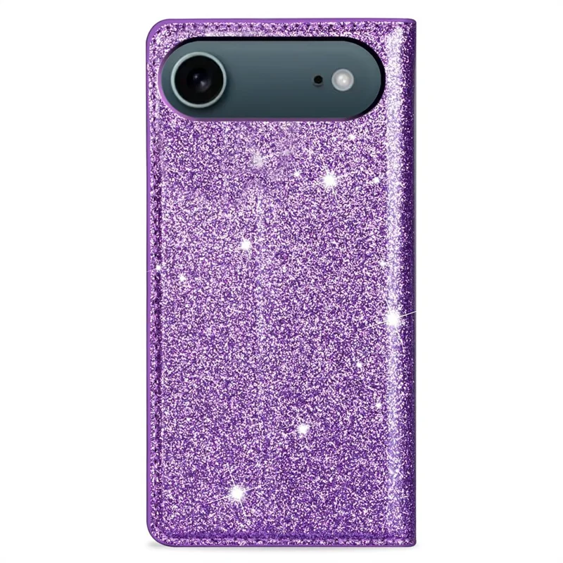 Für iPhone 17 Air Hülle Glitzernd PU-Leder + TPU Kartenfach Handyhülle - Lila