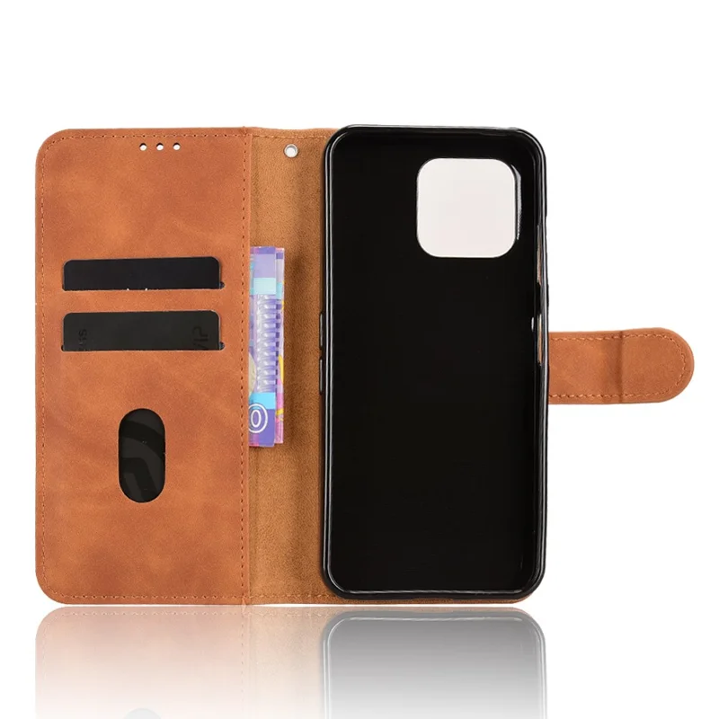 Für Fairphone 6 Lederhülle mit Echtleder-Feeling, Fallschutz, Brieftaschenfunktion, Flip-Handyhülle - Braun