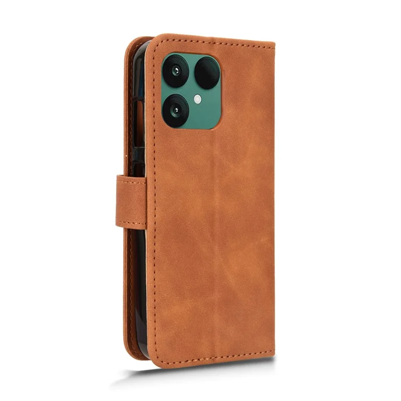 Für Fairphone 6 Lederhülle mit Echtleder-Feeling, Fallschutz, Brieftaschenfunktion, Flip-Handyhülle - Braun