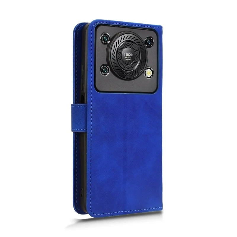 For Oukitel C60 Pro  /  C60 Leather Case Skin Feel Anti Drop Wallet Flip Phone Cover - Blue