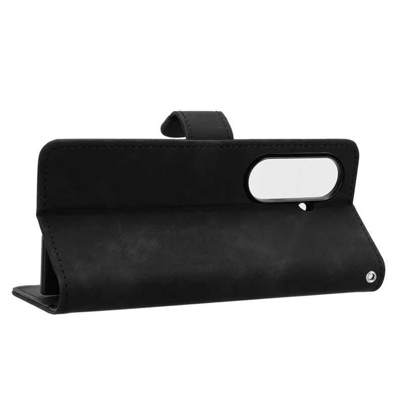 Étui en cuir pour Samsung Galaxy Z Fold7 5G - Effet peau, Anti-chute, Portefeuille à rabat - Noir