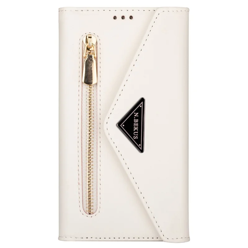 N.BEKUS Funda Tipo Cartera de Cuero con Tacto Suave para iPhone 17 con Correas - Blanco