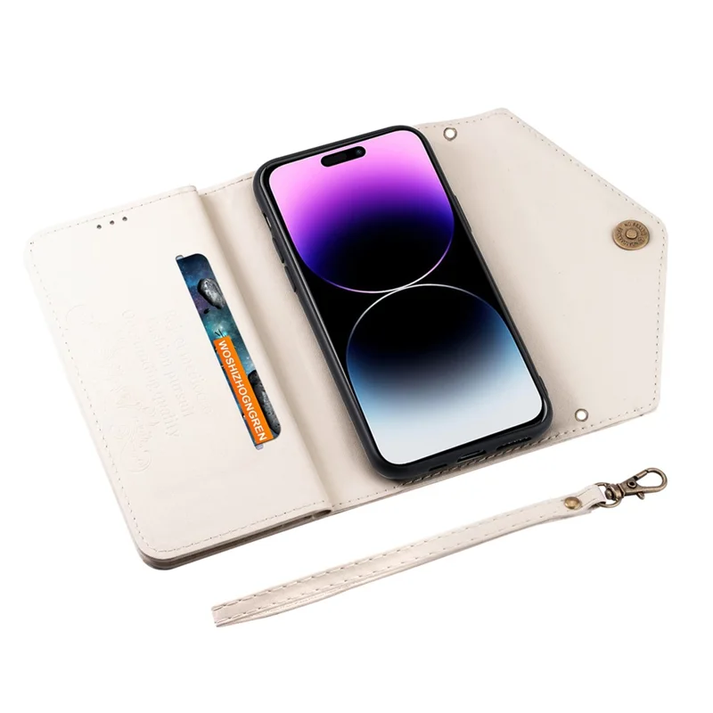 N.BEKUS Funda Tipo Cartera de Cuero con Tacto Suave para iPhone 17 con Correas - Blanco