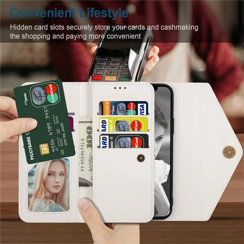 N.BEKUS Funda Tipo Cartera de Cuero con Tacto Suave para iPhone 17 con Correas - Blanco