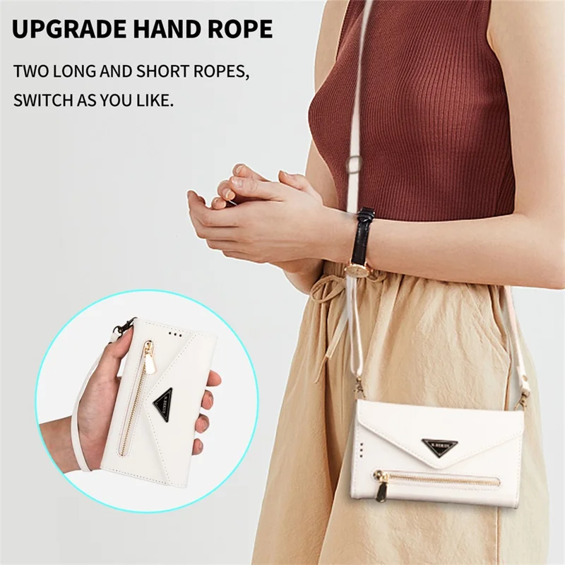 N.BEKUS Funda Tipo Cartera de Cuero con Tacto Suave para iPhone 17 con Correas - Blanco