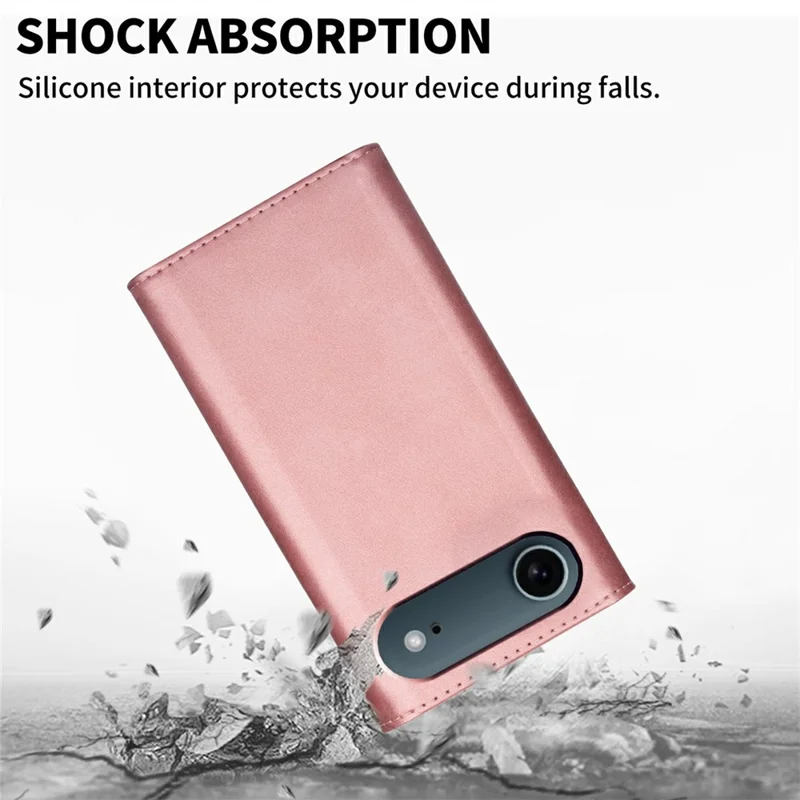 N.BEKUS Per iPhone 17 Custodie Air Cover in Pelle Effetto Soft-Touch con Laccetti - Oro Rosa