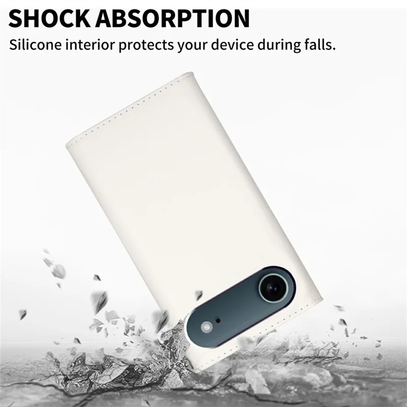 N.BEKUS For iPhone Air Cases Skin-Touch Leather Wallet Phone Cover with Straps - White