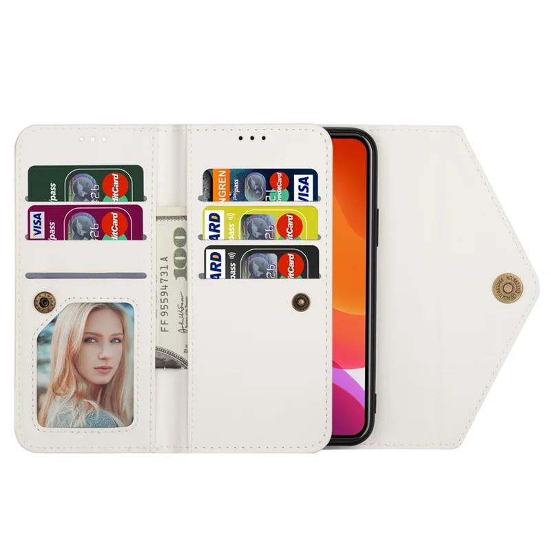 N.BEKUS For iPhone Air Cases Skin-Touch Leather Wallet Phone Cover with Straps - White