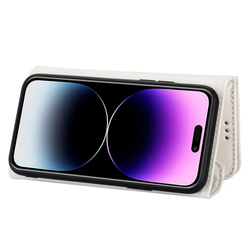 N.BEKUS For iPhone Air Cases Skin-Touch Leather Wallet Phone Cover with Straps - White