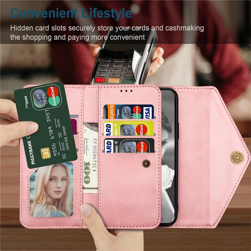 N.BEKUS Funda de Cuero con Tacto Suave y Cartera para iPhone 17 Pro Max con Correas - Oro Rosa