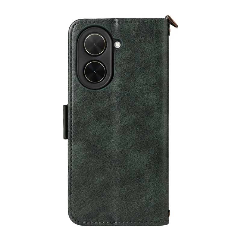 For Xiaomi Redmi A5 4G (171.7mm) / Poco C71 4G Leather Case Magnetic Closure Wallet Stand Phone Cover with Crossbody Strap - Green
