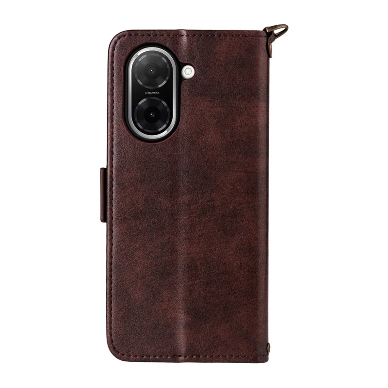 Für Xiaomi Redmi A5 NFC (173,45 mm) Lederhülle mit Magnetverschluss, Ständer und Umhängeriemen - Braun