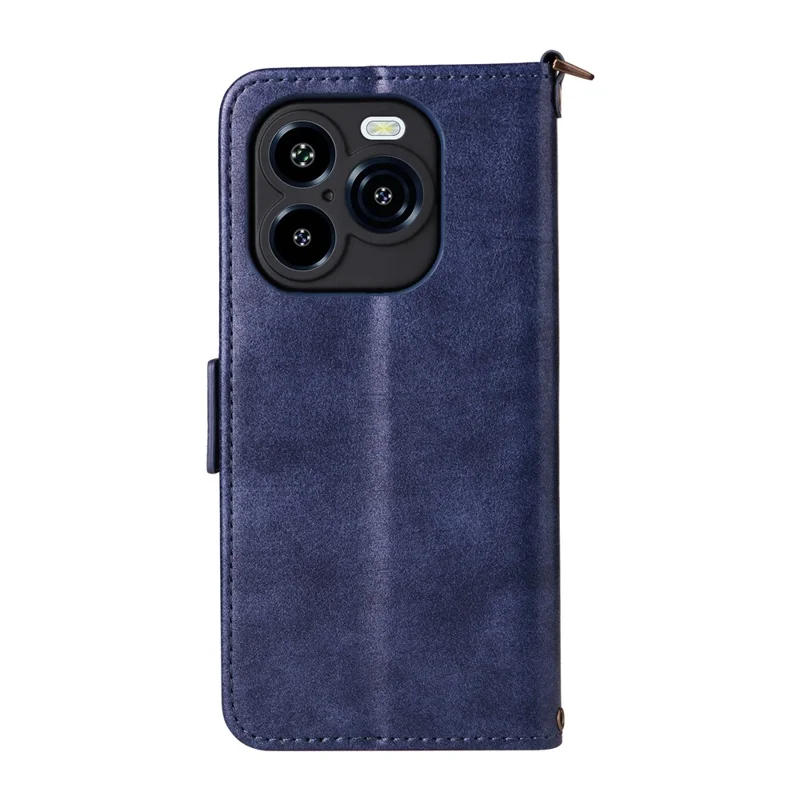 For Oukitel C65 Pro  /  C65 Leather Case Magnetic Closure Wallet Stand Phone Cover with Crossbody Strap - Blue