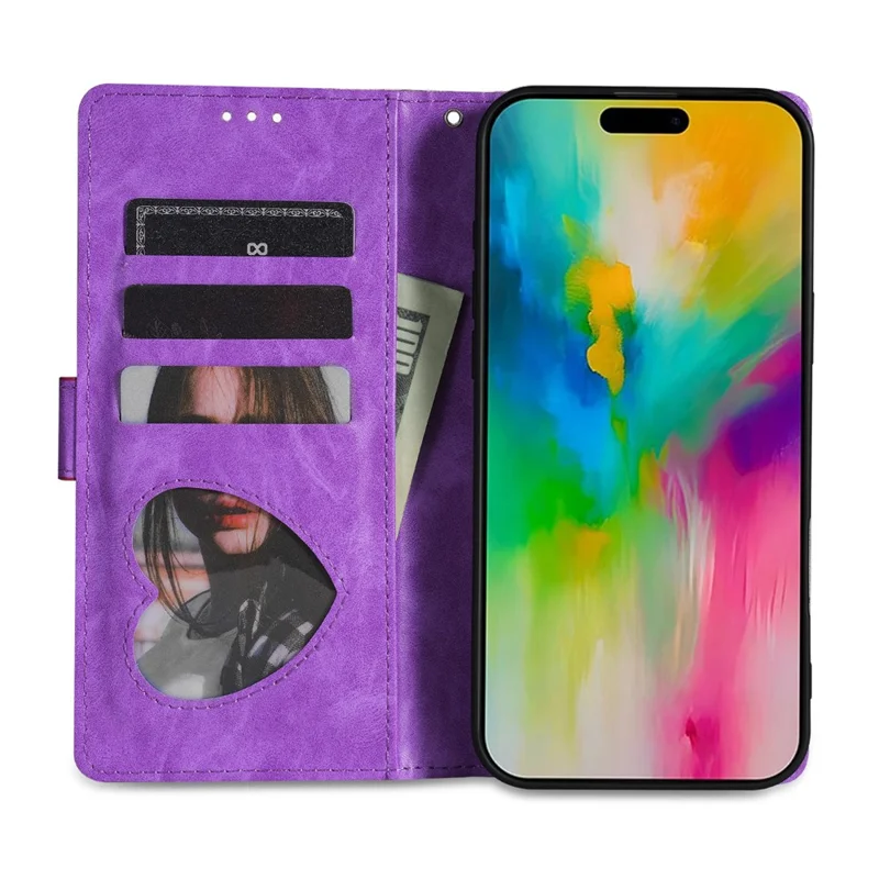 Étui à paillettes avec support pour iPhone 17 et pochette à fermeture éclair - Violet