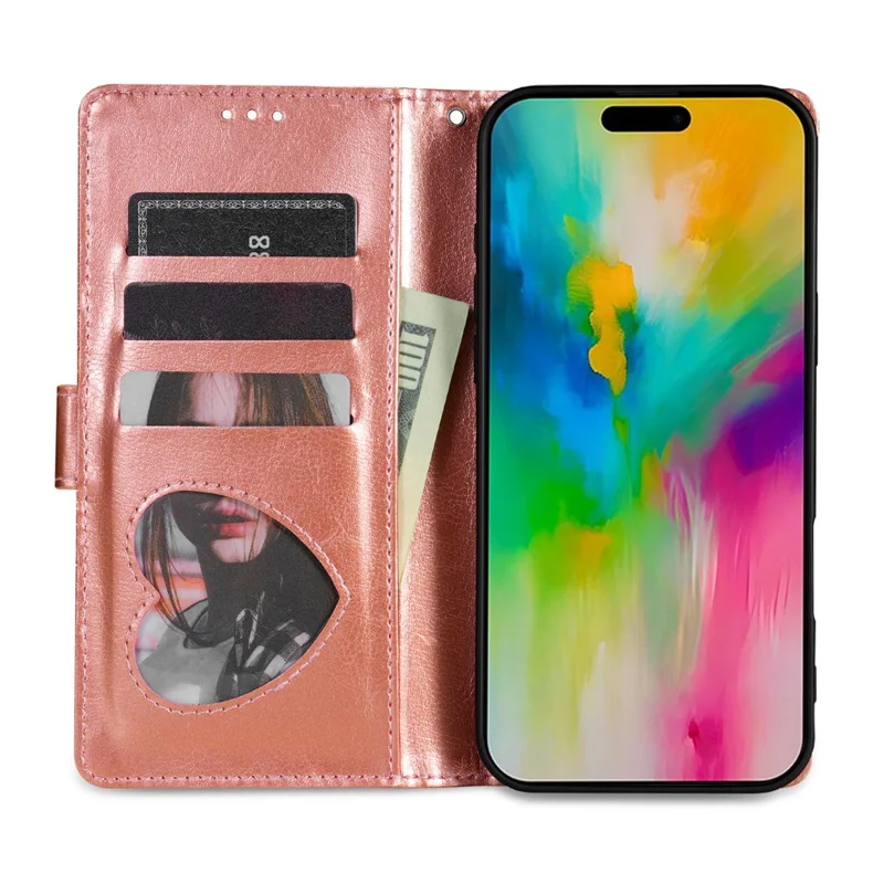 Étui support pour iPhone 17 Pro Max avec housse en cuir pour téléphone à paillettes et pochette à fermeture éclair - Or rose