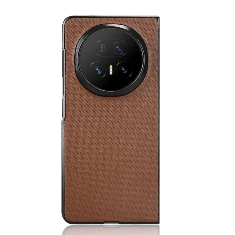 For Honor Magic V5 5G Case Carbon Fiber Texture Shockproof PU + PC Phone Cover - Brown
