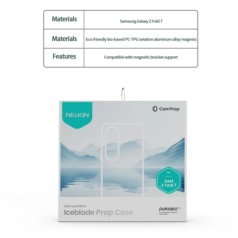 NILLKIN Iceblade Prop Pour Samsung Galaxy Z Fold7 5G Coque Compatible avec MagSafe Cadre d'Objectif Support Béquille PC + TPU Étui de Téléphone - Vert