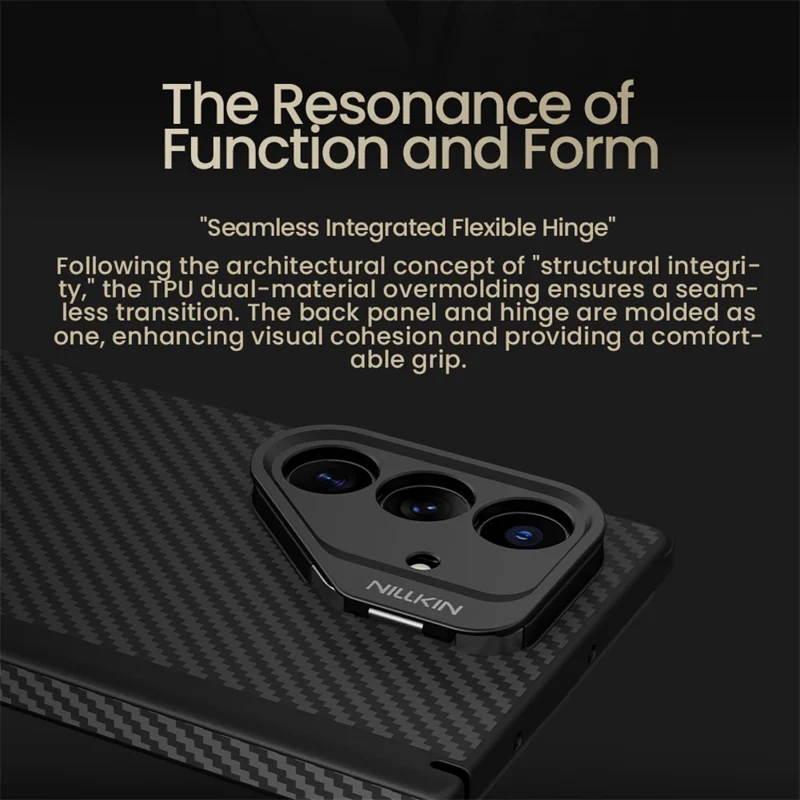 NILLKIN Pour Samsung Galaxy Z Fold7 5G Étui Compatible avec MagSafe TPU + Fibre d'Aramide Support de Lentille Protection de Téléphone Découpe Précise