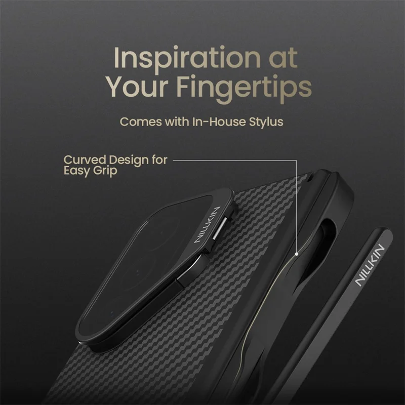 NILLKIN CarboProp For Samsung Galaxy Z Fold7 5G Magnetic Case Clear Black Lens Lid Aramid Fiber Phone Cover with Stylus Pen