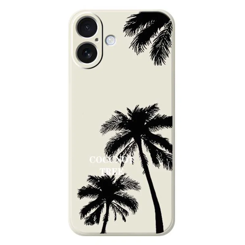 Coque pour iPhone 17 Motif Cocotier Impression à Bords Droits Housse de Protection Arrière en TPU - Beige