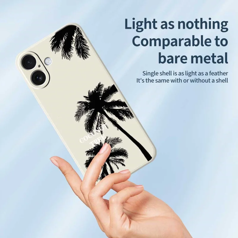 Coque pour iPhone 17 Motif Cocotier Impression à Bords Droits Housse de Protection Arrière en TPU - Beige