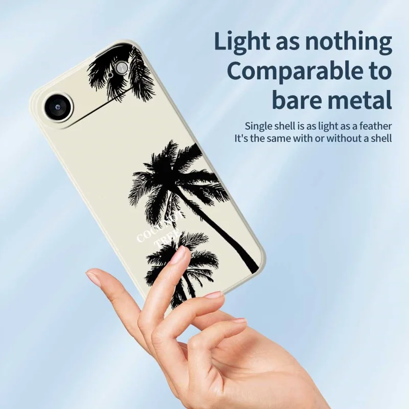 Чехол для iPhone 17 с рисунком кокосовой пальмы, прямыми краями, TPU задняя крышка - бежевый