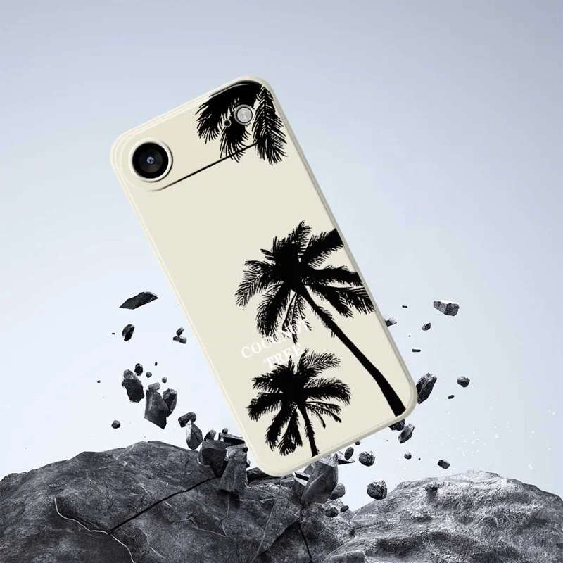 Чехол для iPhone 17 с рисунком кокосовой пальмы, прямыми краями, TPU задняя крышка - бежевый