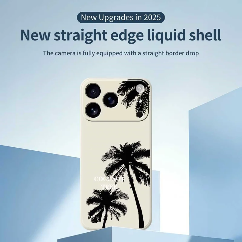 TPU-telefoonhoesje met rechte rand en kokosboomprint voor iPhone 17 Pro - Beige