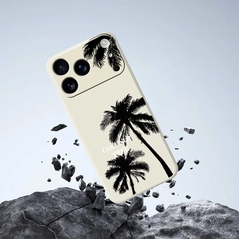 TPU-telefoonhoesje met rechte rand en kokosboomprint voor iPhone 17 Pro - Beige