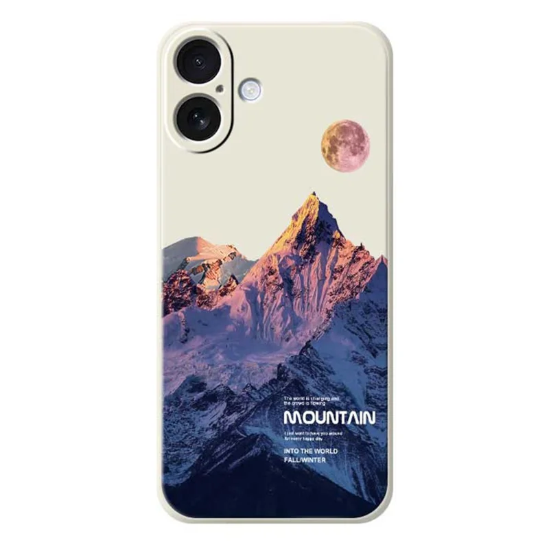 For iPhone 17 Case Blue Snow Mountain Pattern Printing Straight Edge TPU Phone Back Cover - Beige