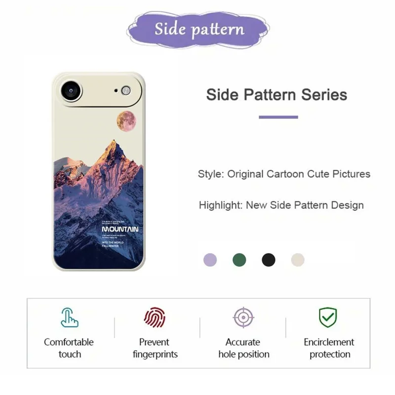 For iPhone 17 Air Case Blue Snow Mountain Pattern Printing Straight Edge TPU Phone Back Cover - Beige