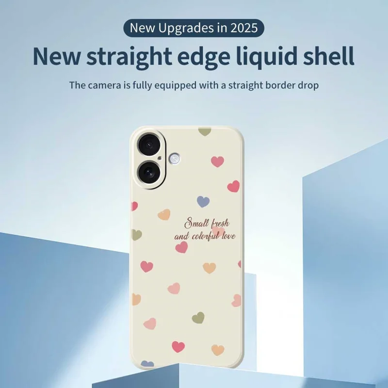 Étui pour iPhone 17 Motif d'Amour Coloré Impression sur Bord Droit Couverture Arrière TPU Téléphone - Beige